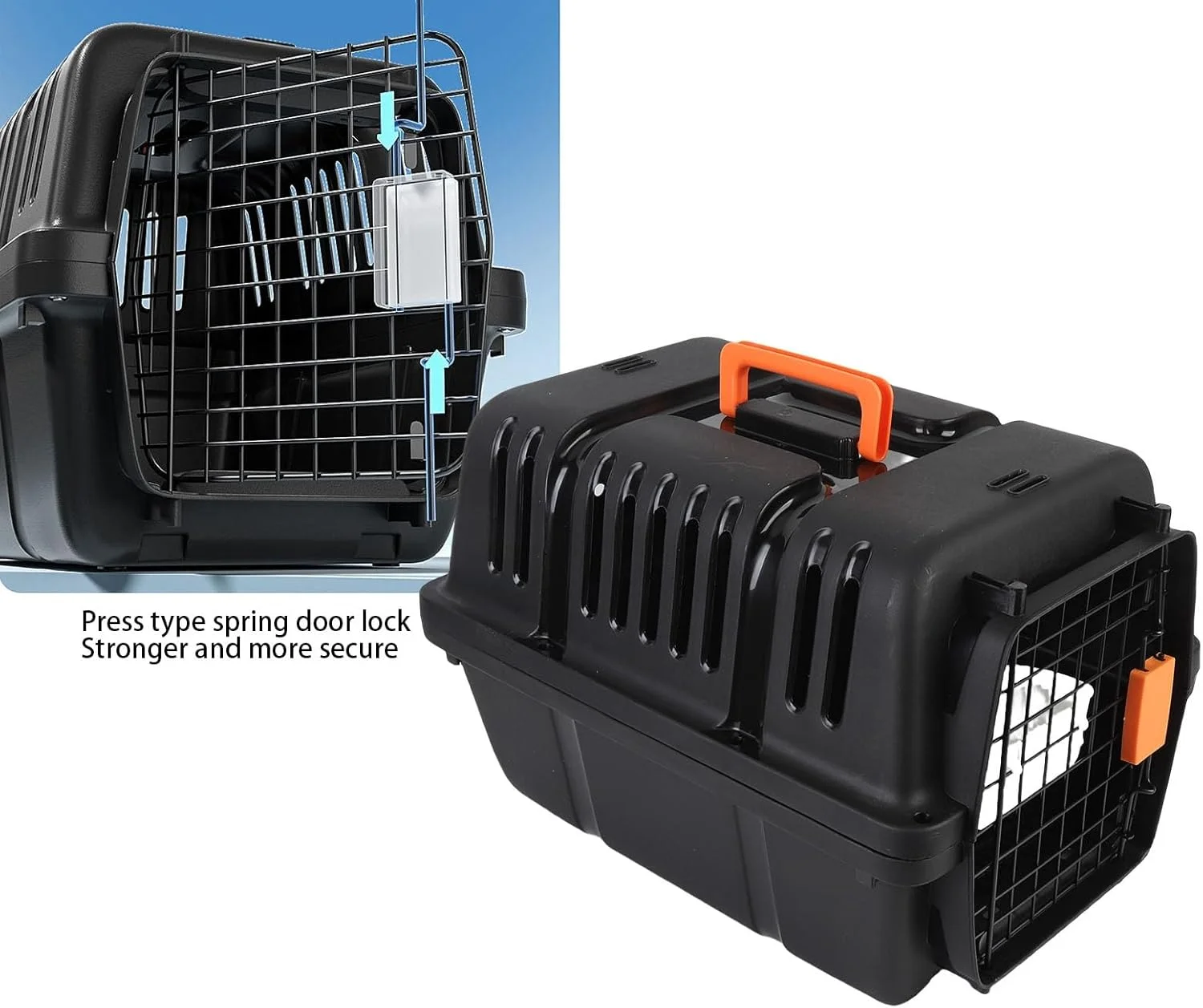 باکس حمل سگ پلاستیکی جیاوو، باکس حمل گربه سبک و قابل حمل برای سفرهای آرام و راحت (مشکی)