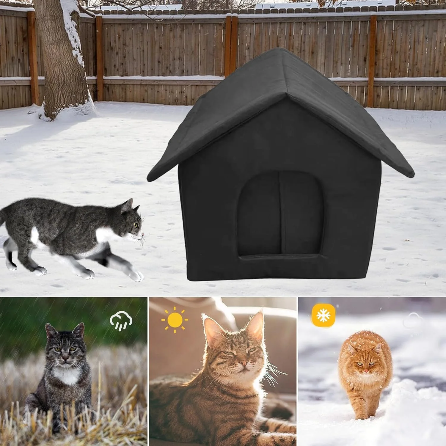 Outdoor Cat Shelter | Warm Animal Shelter - Waterproof Pet Supplies Oxford Cloth Feral Animals Kennel Tent for Outside Balconies Porches Cats Dogs