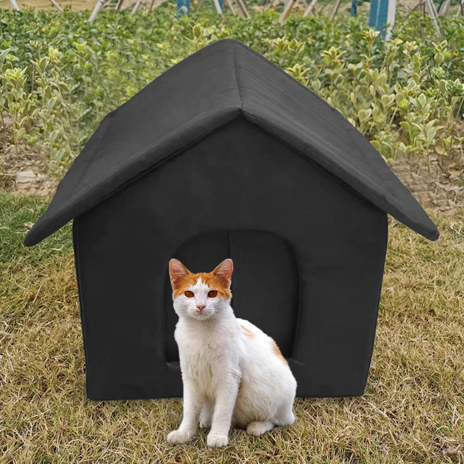 Outdoor Cat Shelter, Warm Dog House Kennel, Waterproof Oxford Cloth Outdoor Indoor Kennel Tent for Cats Dogs Feral Animals Balconies Porches Outside