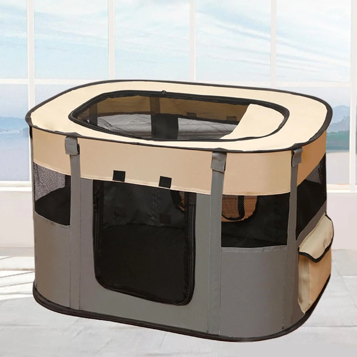 محوطه بازی تاشو حیوانات خانگی - قفس چادری فضای باز - تخت تاشو قفس تنفسی برای کمپینگ حیاط خلوت اتاق نشیمن حیاط خانه آپارتمان مسافرت در فضای باز پاسیو بالکن