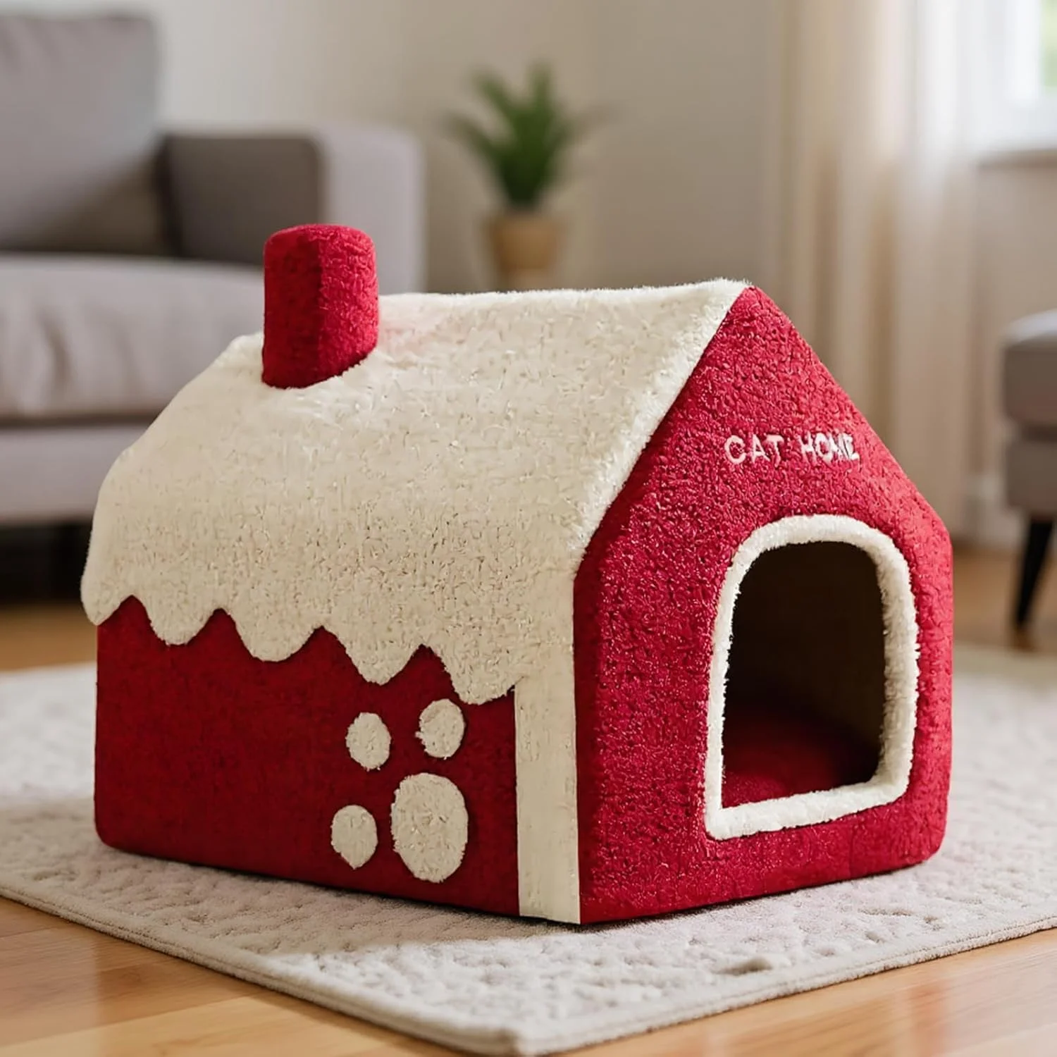 Cat House Bed Snowhouse Shaped,Winter Warm Pet Nest - Pet Warm Nest for Apartment Balcony Bay Window Indoors Dormitory Living Room Bedroom Dog Cat