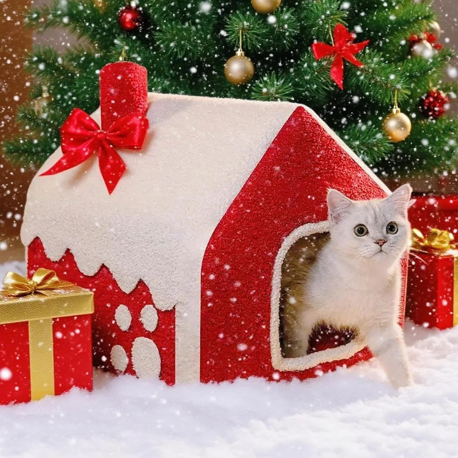 Dog House Bed Snowhouse, Winter Soft Pet Nest, Cozy Pet Warm Nest for Apartment Balcony Bay Window Indoors Dormitory Living Room Bedroom Dog Cat