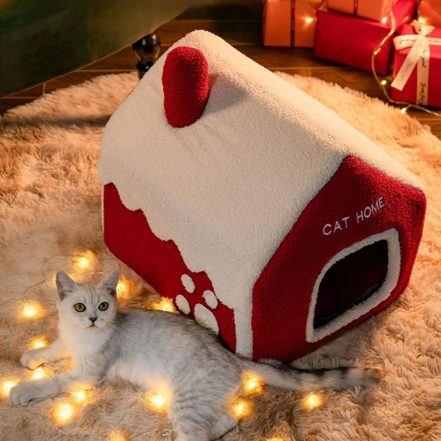 Dog House Bed Snowhouse,Thick Pet Nest Winter | Cozy Pet Warm Nest for Apartment Balcony Bay Window Indoors Dormitory Living Room Bedroom Dog Cat