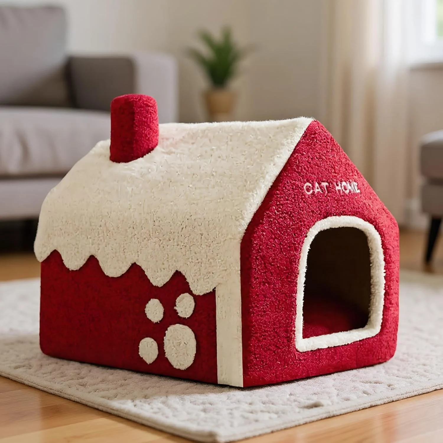 Dog House Bed Snowhouse, Winter Soft Pet Nest, Cozy Pet Warm Nest for Apartment Balcony Bay Window Indoors Dormitory Living Room Bedroom Dog Cat