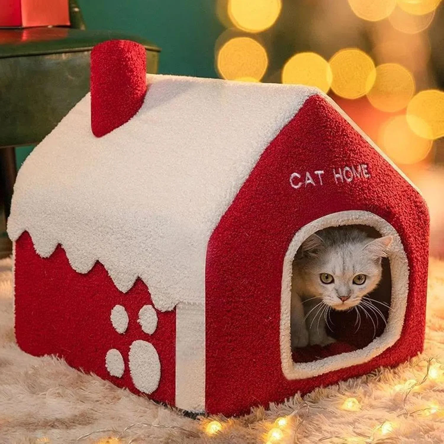 Dog House Bed Snowhouse,Thick Pet Nest Winter | Cozy Pet Warm Nest for Apartment Balcony Bay Window Indoors Dormitory Living Room Bedroom Dog Cat