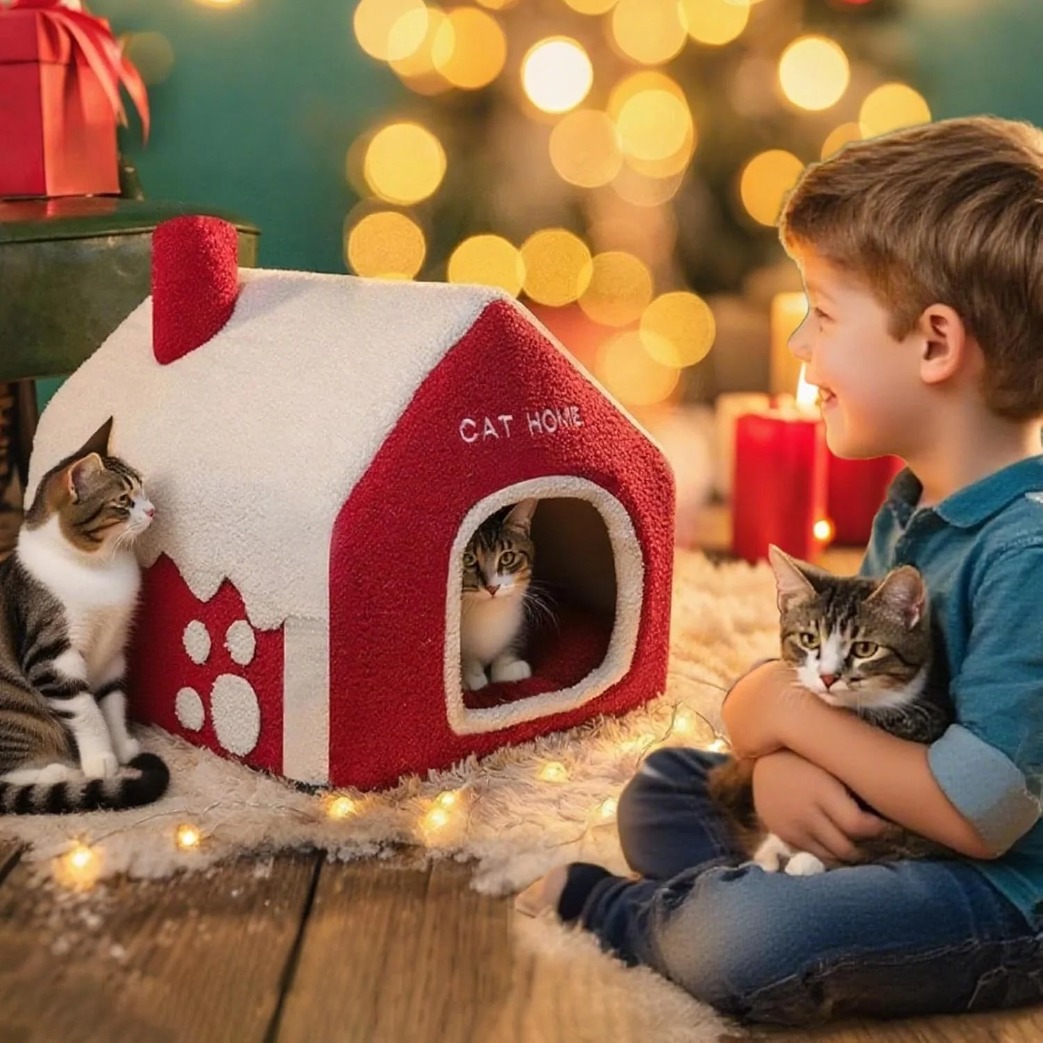 خانه سگ طرح کلبه برفی، لانه گرم زمستانی حیوانات خانگی - لانه گرم و راحت حیوانات خانگی برای آپارتمان، بالکن، پنجره خلیجی، داخل خانه، خوابگاه، اتاق نشیمن، اتاق خواب سگ و گربه