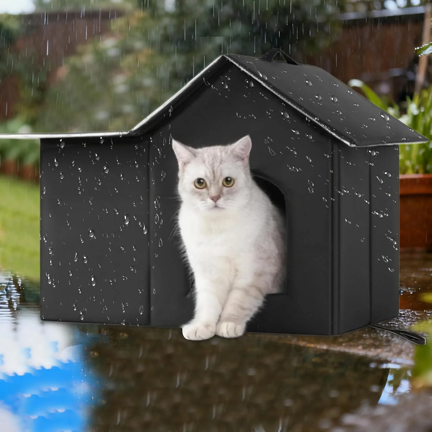 پناهگاه گربه | لانه گرم و ضد آب حیوانات خانگی برای زمستان | چادر تخت غار بچه گربه با عایق حرارتی برای ایوان، باغ، حیاط خلوت، بالکن و حیاط