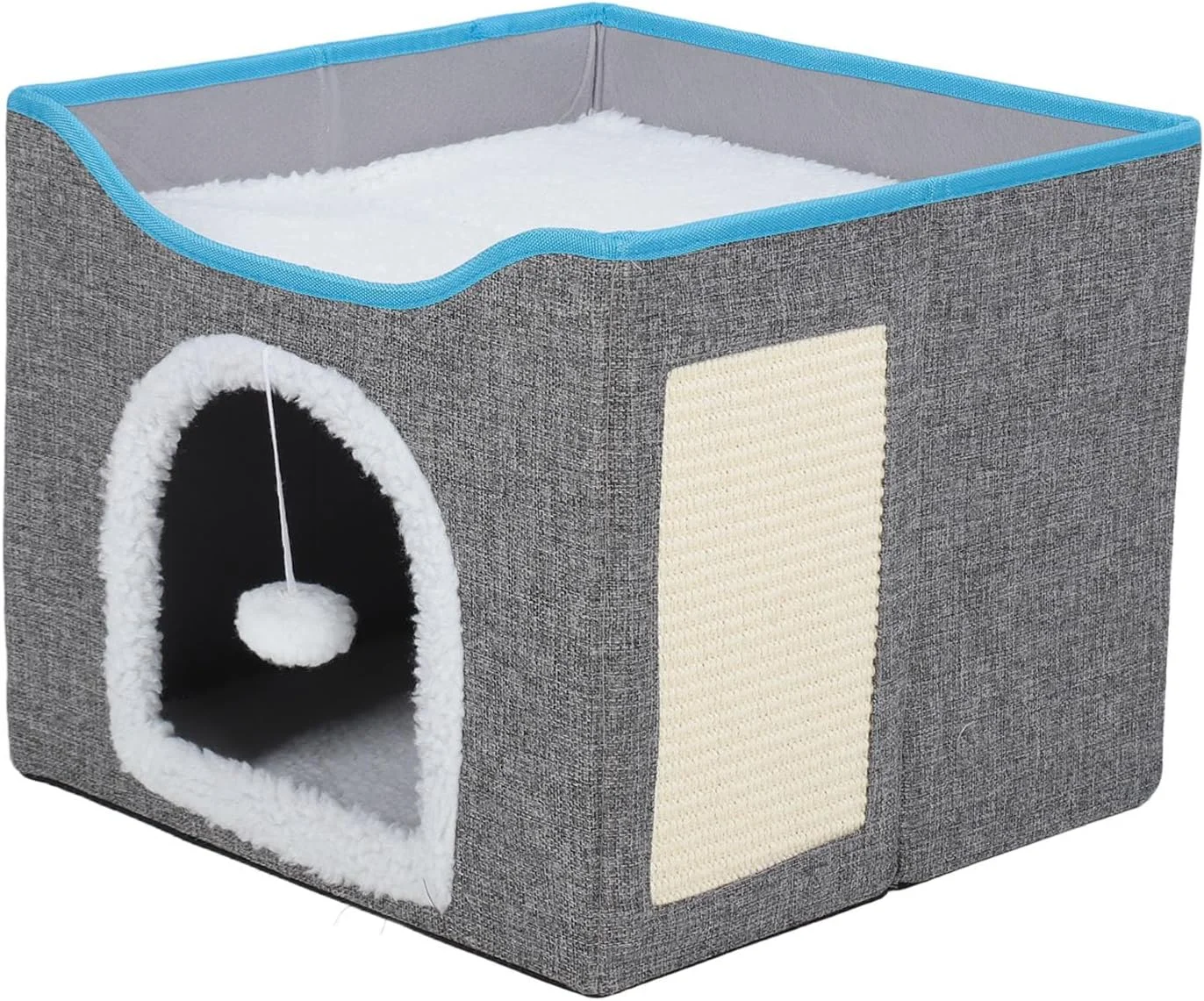 خانه گربه Cryfokt، خانه گربه تاشو چند منظوره با قابلیت تمیز کردن آسان، ایمن، تاشو، کاهش دهنده استرس، نرم برای خانه (خاکستری تیره)