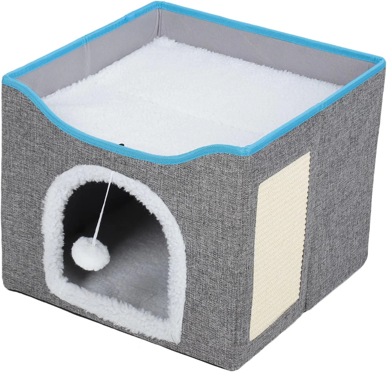 خانه گربه Cryfokt، خانه گربه تاشو چند منظوره با قابلیت تمیز کردن آسان، ایمن، تاشو، کاهش دهنده استرس، نرم برای خانه (خاکستری تیره)