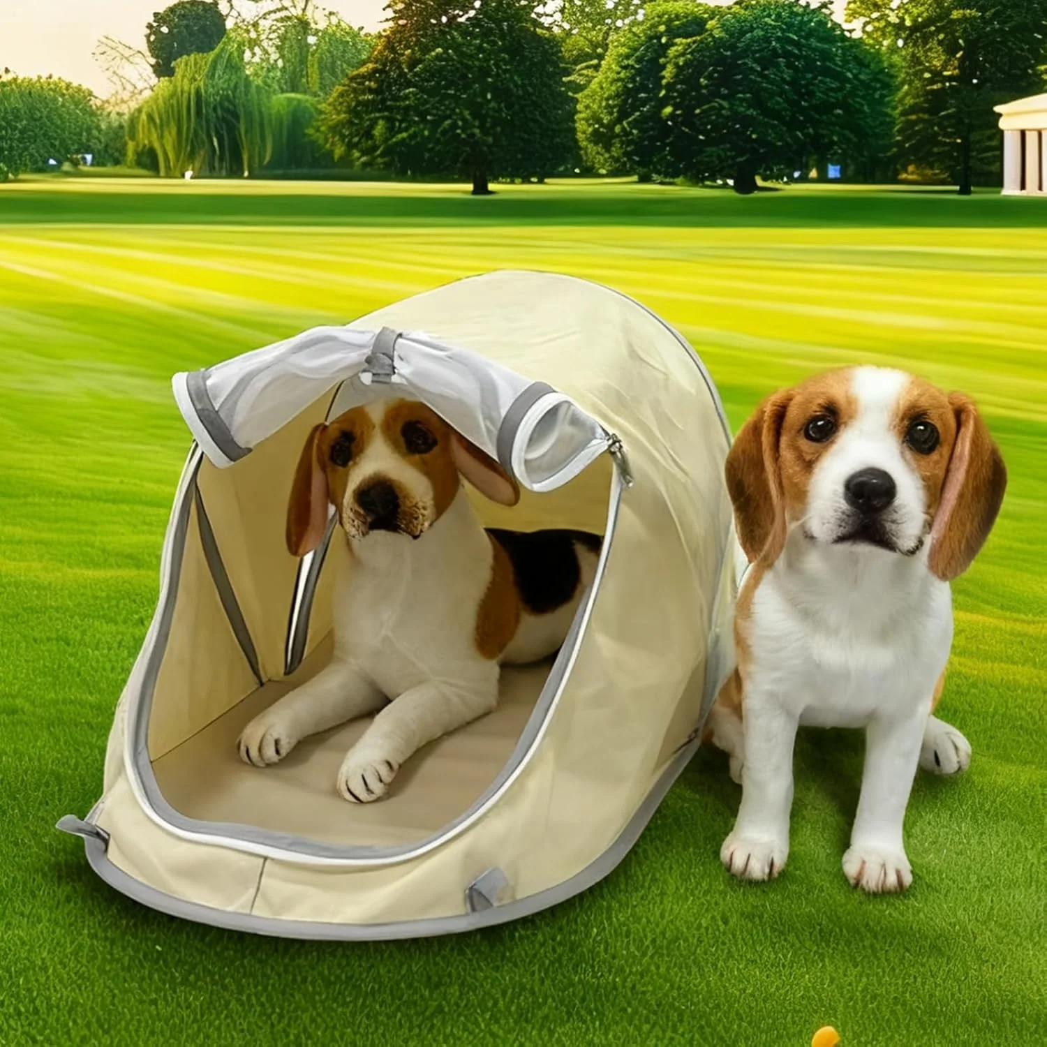 چادر سگ کوچک | باکس تاشو و ضد آب سگ کوچک - باکس چادر حیوانات خانگی توله سگ برای داخل و خارج از خانه - برای حیاط، چمن، بالکن، پاسیو، پیک نیک، اتاق خواب، کمپینگ