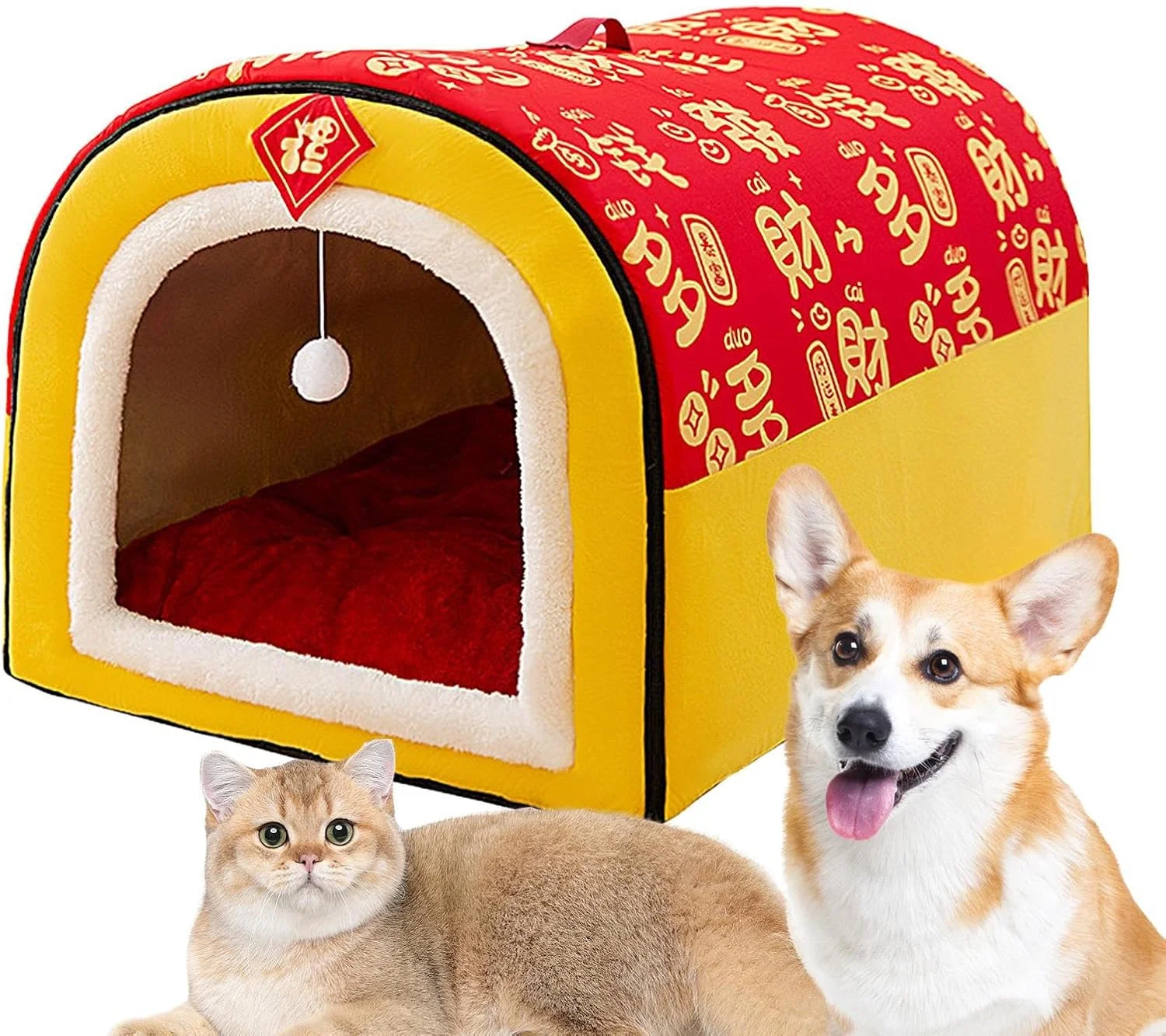 خانه سگ کوچک | لانه غار گرم با کوسن | خانه حیوانات خانگی داخلی | برای گربه ها، حیوانات کوچک، خرگوش ها، توله سگ ها، بازی، کمپینگ، خانه