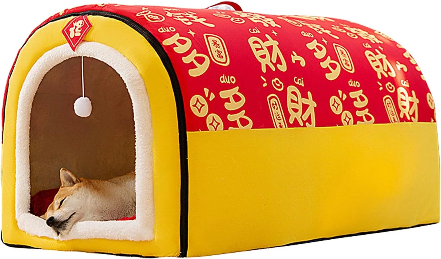خانه سگ | لانه چادر گرم و نرم با کوسن، تخت خواب لانه ای گرم برای توله سگ | برای گربه ها حیوانات کوچک خرگوش ها توله سگ ها بازی کمپینگ خانه