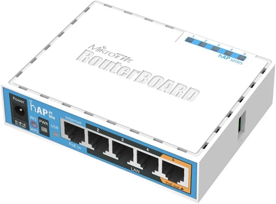 اکسس پوینت دو بانده Mikrotik hAP ac lite نسخه US، 802.11ac، 5 پورت PoE، USB، OSL4