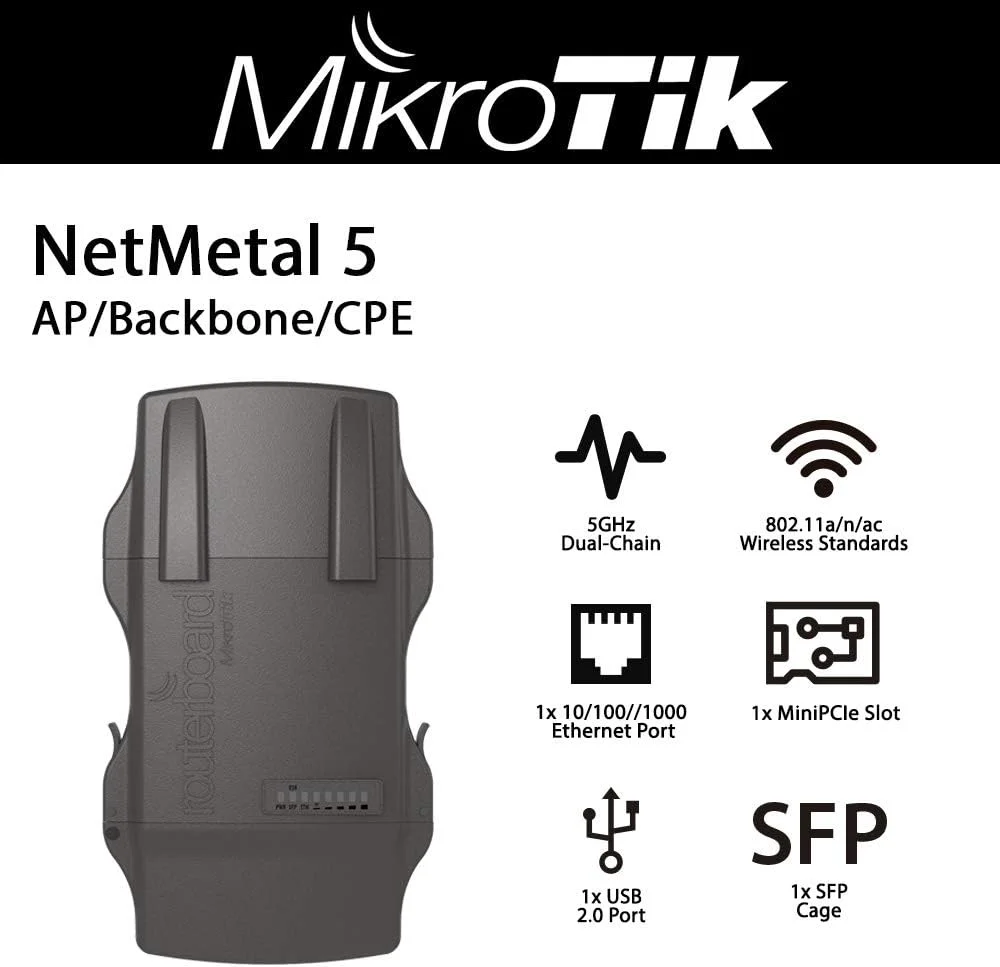 میکروتیک Mikrotik RB922UAGS-5HPacD-NM NetMETAL 5 5Ghz 802.11ac 2x2 chain OSL4 PoE میکروتیک Mikrotik RB922UAGS-5HPacD-NM NetMETAL 5 5Ghz 802.11ac 2x2 chain OSL4 PoE