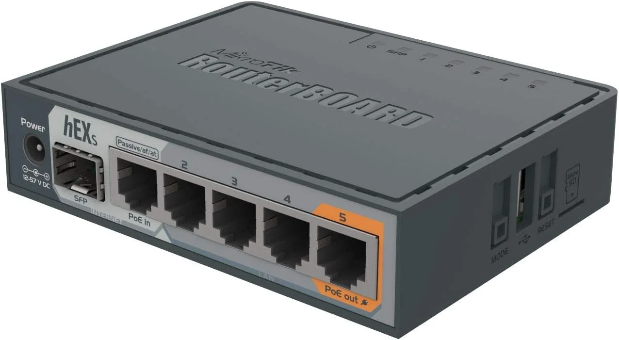 روتر اترنت گیگابیتی MikroTik hEX S با پورت SFP مدل (RB760iGS)
