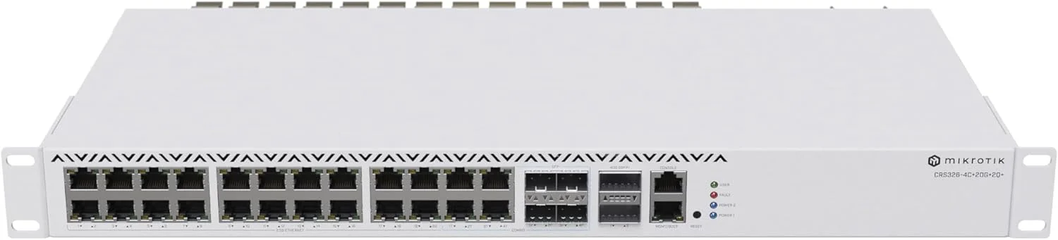 میکروتیک CRS326-4C 20G 2Q RM سوئیچ شبکه مدیریت شده گیگابیتی اترنت (10/100/1000) خاکستری