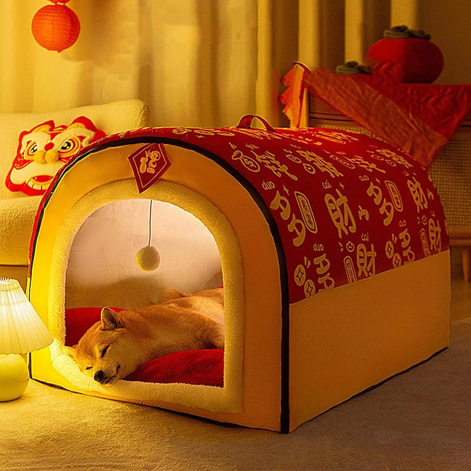 خانه حیوانات خانگی - چادر غاری نرم با کوسن | لانه سگ تشک تخت، برای گربه ها حیوانات کوچک خرگوش ها توله سگ ها بازی کمپینگ خانه
