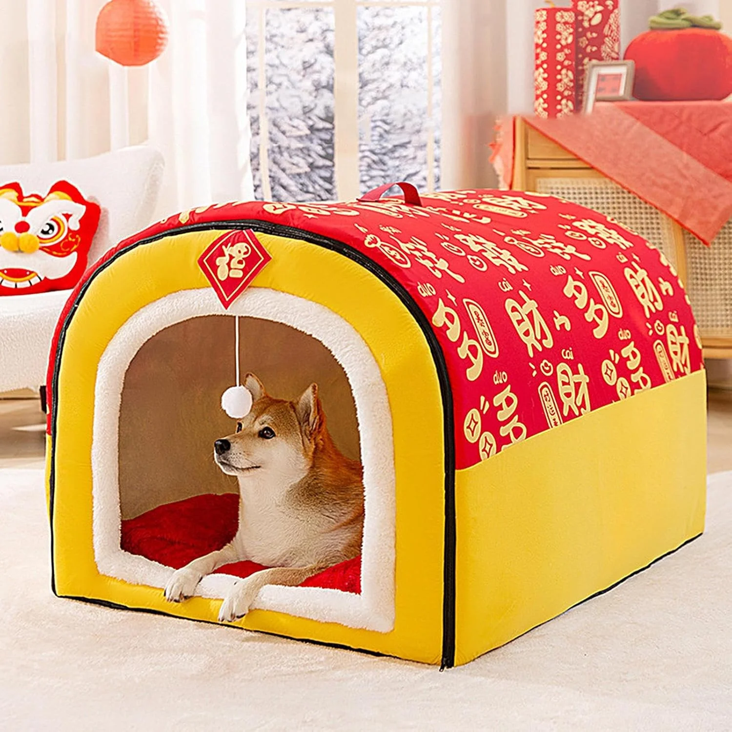 خانه سگ داخل خانه - چادر لانه گرم و نرم با کوسن | خانه تختخواب گربه و سگ گرم و محصور - برای گربه ها حیوانات کوچک خرگوش ها توله سگ ها بازی کمپینگ خانه خانه سگ داخل خانه - چادر لانه گرم و نرم با کوسن | خانه تختخواب گربه و سگ گرم و محصور - برای گربه ها حیوانات کوچک خرگوش ها توله سگ ها بازی کمپینگ خانه