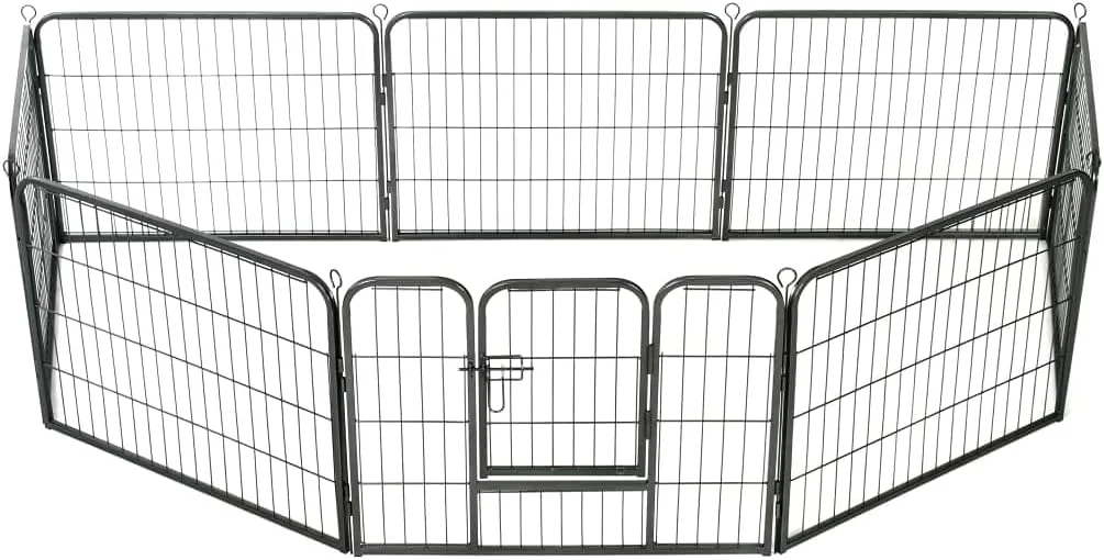 محوطه بازی سگ 8 پنلی فولادی 80x60 سانتی متر مشکی رنگ