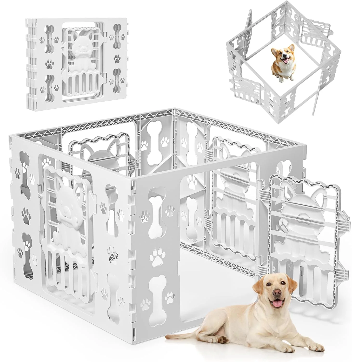 محوطه بازی سگ 4 پنلی 26 اینچی، 35 x 35 x 26، محوطه بازی سگ کوچک، حصار داخلی و خارجی