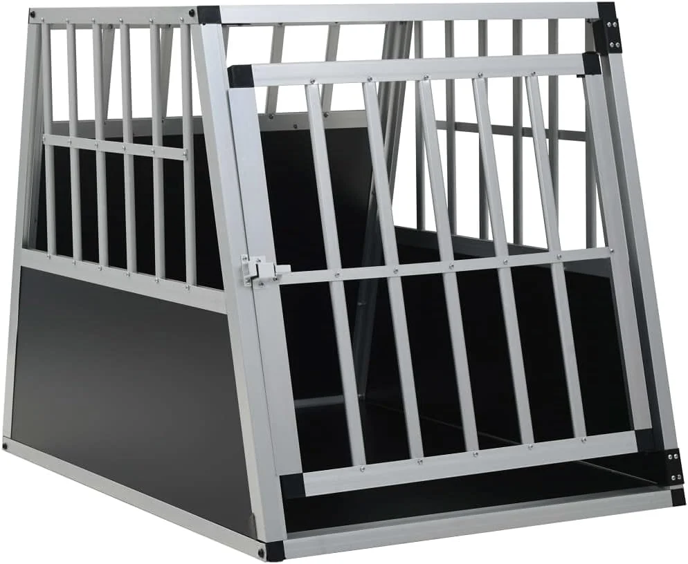 قفس سگ تک درب آلومینیومی و ام دی اف نقره ای 65x91x69.5 سانتی متر