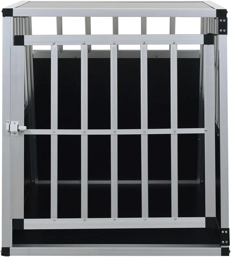 قفس سگ تک درب آلومینیومی و ام دی اف نقره ای 65x91x69.5 سانتی متر