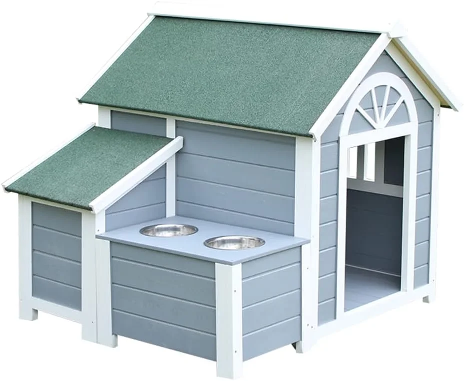 خانه سگ چوبی مناسب فضای باز، خانه حیوانات خانگی سبک کابین با چوب جامد به همراه کاسه غذا، سقف آسفالتی و جعبه ذخیره سازی مناسب سگ ها تا وزن 30 کیلوگرم. خانه سگ چوبی مناسب فضای باز، خانه حیوانات خانگی سبک کابین با چوب جامد به همراه کاسه غذا، سقف آسفالتی و جعبه ذخیره سازی مناسب سگ ها تا وزن 30 کیلوگرم.