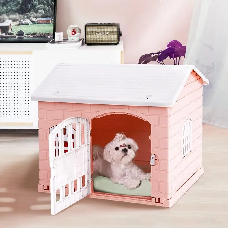 خانه سگ پلاستیکی، قفس ضد آب و ضد باران با درب، لانه سگ بادوام برای حیوانات خانگی کوچک، محوطه بازی حیوانات خانگی