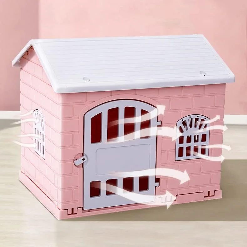 خانه سگ پلاستیکی، قفس ضد آب و ضد باران با درب، لانه سگ بادوام برای حیوانات خانگی کوچک، محوطه بازی حیوانات خانگی