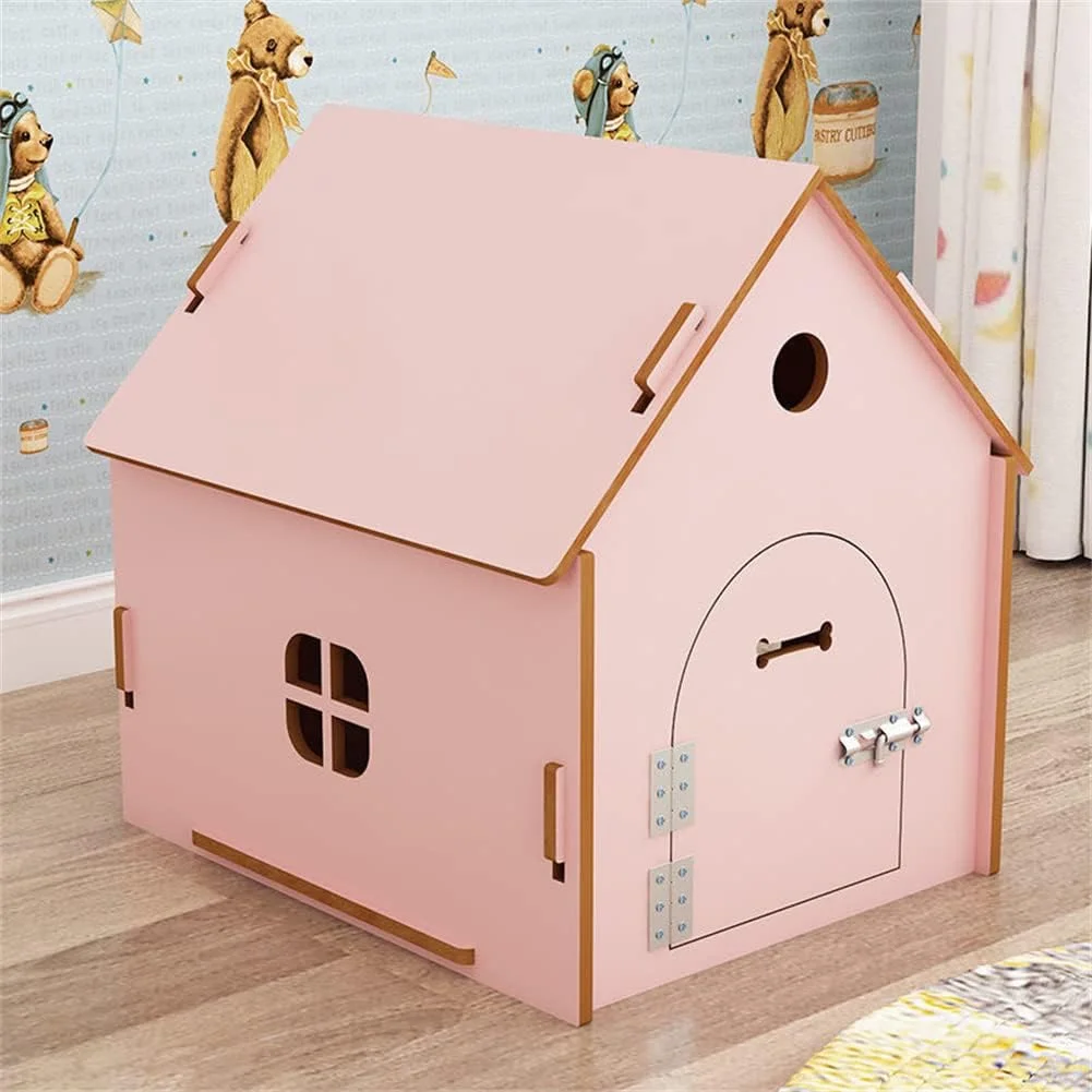 خانه سگ چوبی جامد، مناسب برای تمام فصول، چادر تیپی چوبی حیوانات خانگی، خانه سگ چوبی برای سگ های کوچک تا بزرگ