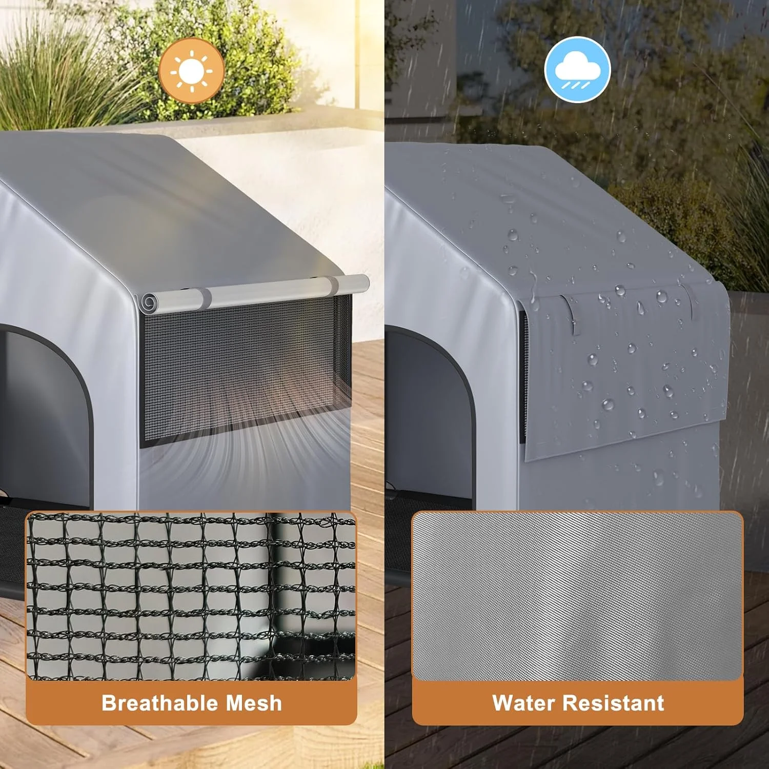 خانه سگ مرتفع تخت خواب لانه سگ داخلی با کوسن برای سگ ها و گربه های کوچک، متوسط و بزرگ، لانه گرم زمستانی گربه، مبل غار توله سگ، محصولات حیوانات خانگی مونتاژ آسان 96*96*75 سانتی متر