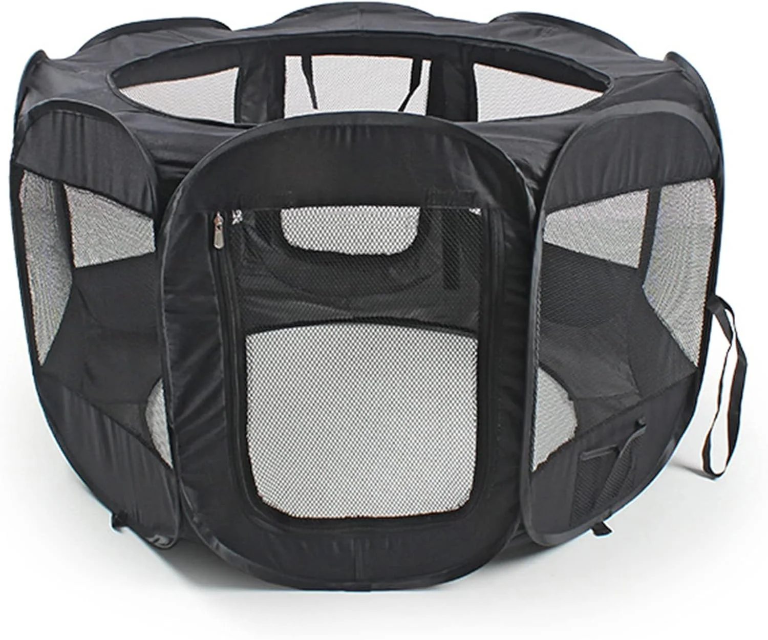 محوطه بازی تاشو قابل حمل حیوانات خانگی، قفس تمرینی/محوطه بازی توله سگ/محوطه بازی سگ/محوطه بازی گربه/چادر هشت ضلعی حیوانات خانگی برای سگ/گربه/توله سگ/خرگوش/همستر با کیف حمل و کاسه مسافرتی، مشکی