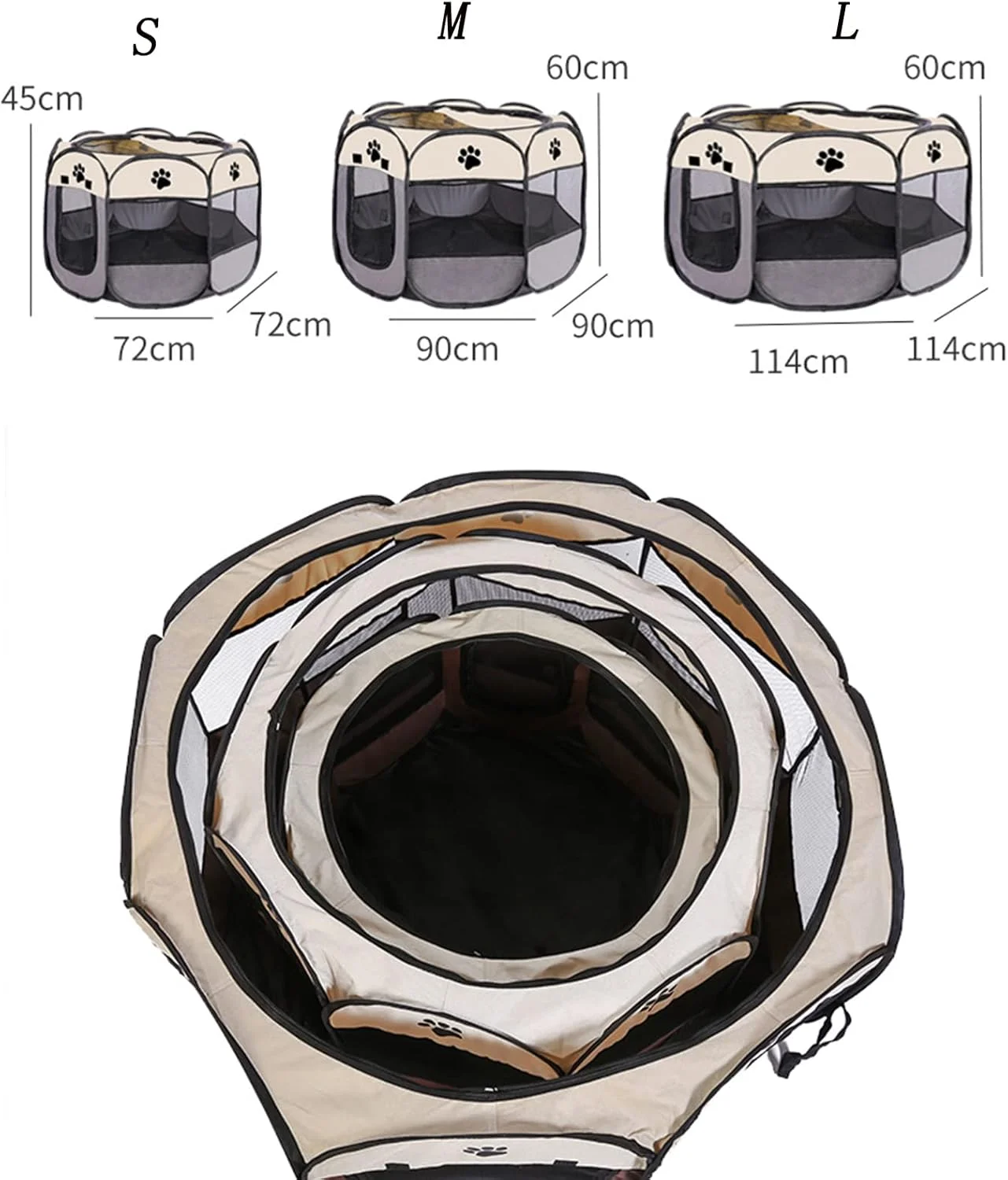 محوطه بازی حیوانات خانگی قابل حمل، چادر بازی تاشو برای سگ های کوچک و متوسط ​​با پوشش توری سایه بان قابل جابجایی، چادر سگ برای استفاده در کمپینگ مسافرتی در فضای داخلی و خارجی، صورتی روشن، L