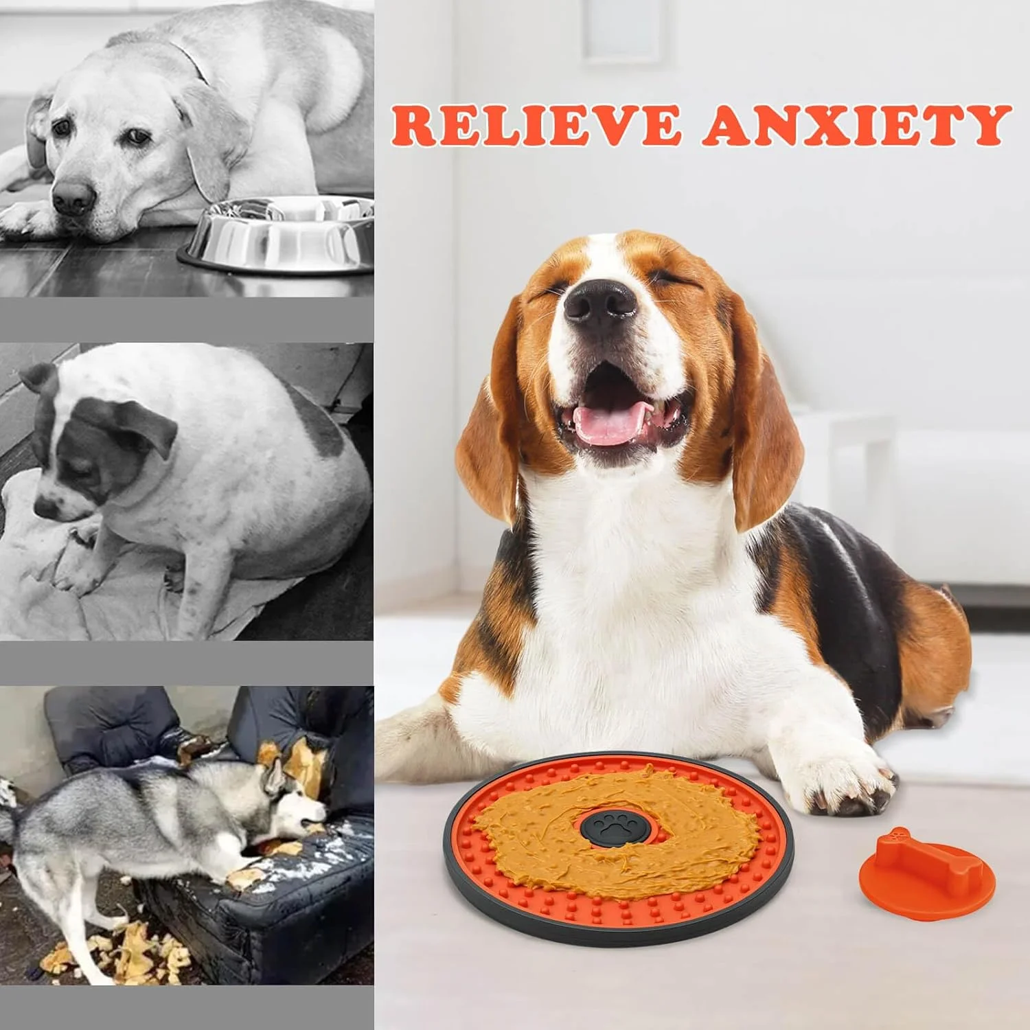 پد لیسیدنی ظرف سگ، پد لیسیدنی برای آموزش جعبه سگ، صفحه لیسیدنی جعبه، بسیار مناسب برای کره بادام زمینی (نارنجی)