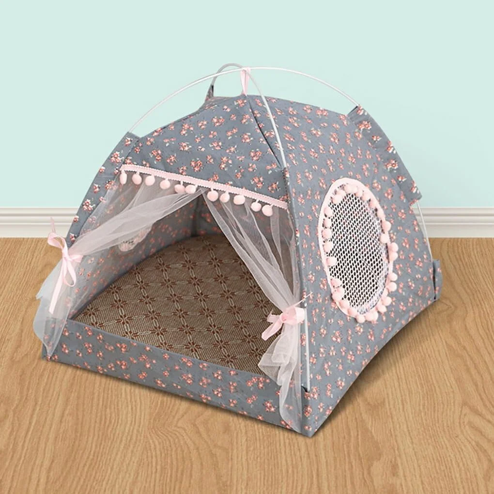 با خانه سگ ما، حیوان خانگی خود را گرم و راحت نگه دارید - خانه سگ کوچک پارچه توری قابل تنفس، شیک و با تمیز کردن آسان، خاکستری M، خاکستری، L