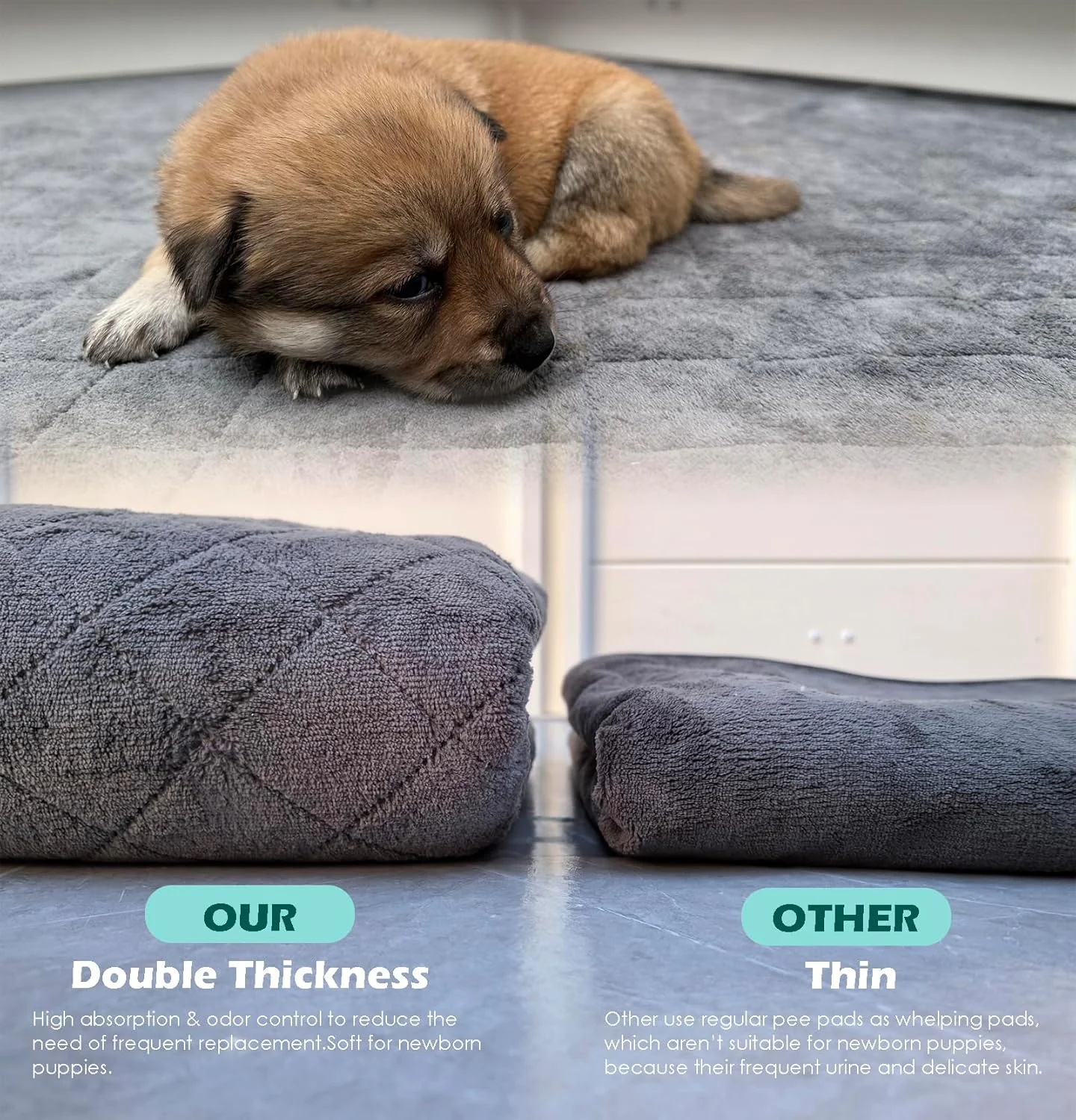 پد زایمان سگ DOZZOPET، پد ادرار قابل شستشو، برای توله سگ های نژاد کوچک و بزرگ (فقط پد زایمان)