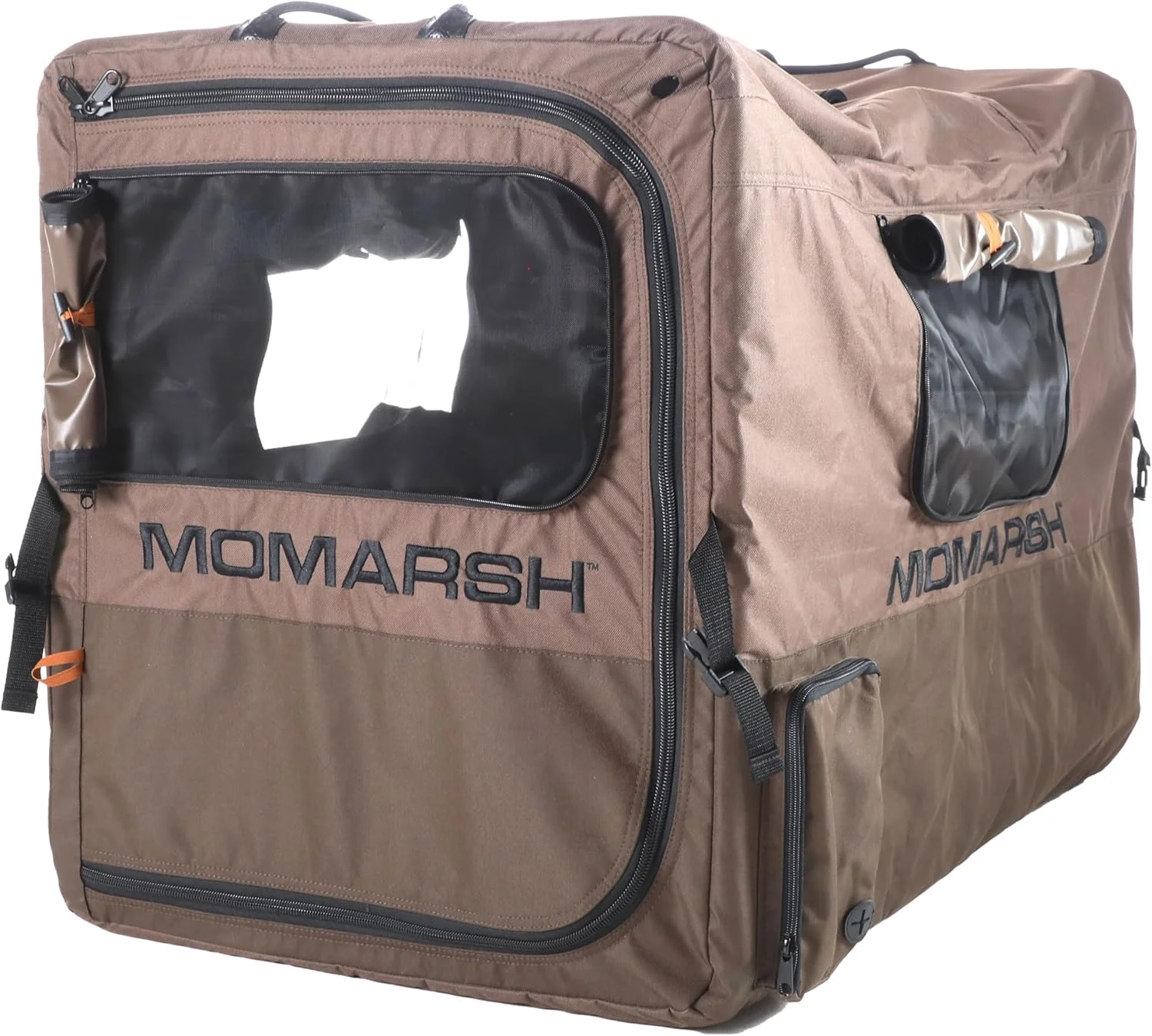 جعبه حمل تاشو سگ Momarsh Quick Crate | مناسب سفر و شکار پرندگان آبزی | دارای کف پوش نرم جداشدنی و پنجره های قابل تنظیم | ضد آب و دارای جیب های بیرونی برای نگهداری