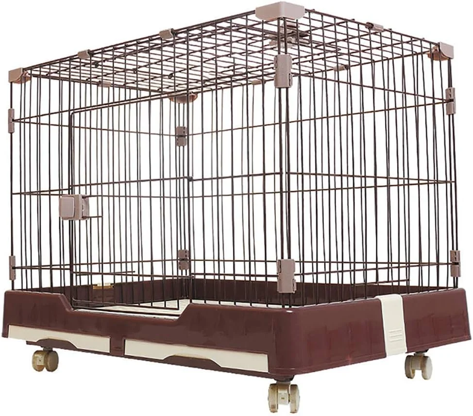 قفس سگ تاشو دو درب WYJW با توالت و قرقره زیرین