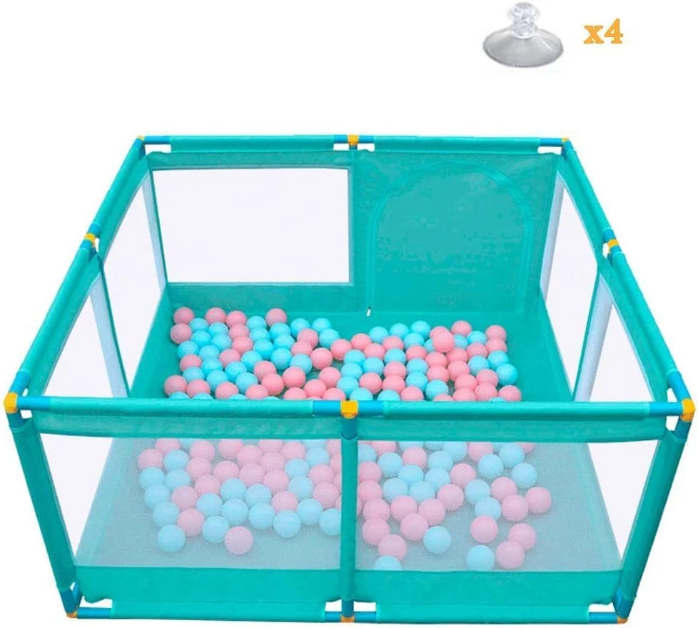 پارک بازی کودک DOKGRYD، مبلمان اتاق کودک، مجموعه پارک بازی و استخر توپ برای نوزادان | پارک بازی مربع شکل کودک | 128x66 سانتی متر | سبز