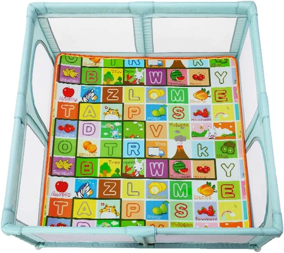 پارک بازی کودک DOKGRYD، محافظ کودک نوپا برای خزیدن با زیرانداز بازی، پارچه آکسفورد با چگالی بالا، حفاظ ضد سقوط کودک - سبز