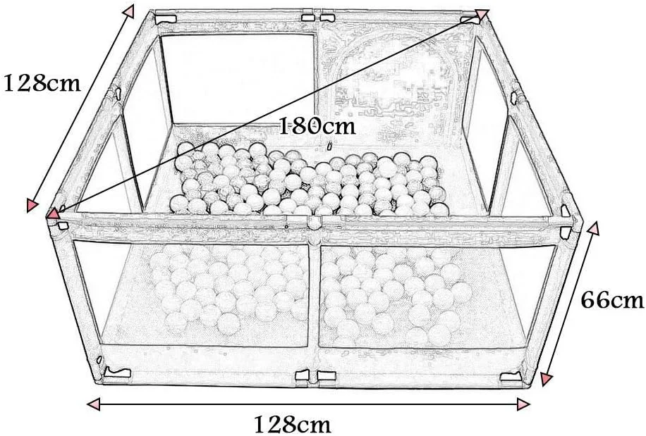 پارک بازی کودک DOKGRYD، مبلمان اتاق کودک، مجموعه پارک بازی و استخر توپ برای نوزادان | پارک بازی مربع شکل کودک | 128x66 سانتی متر | سبز