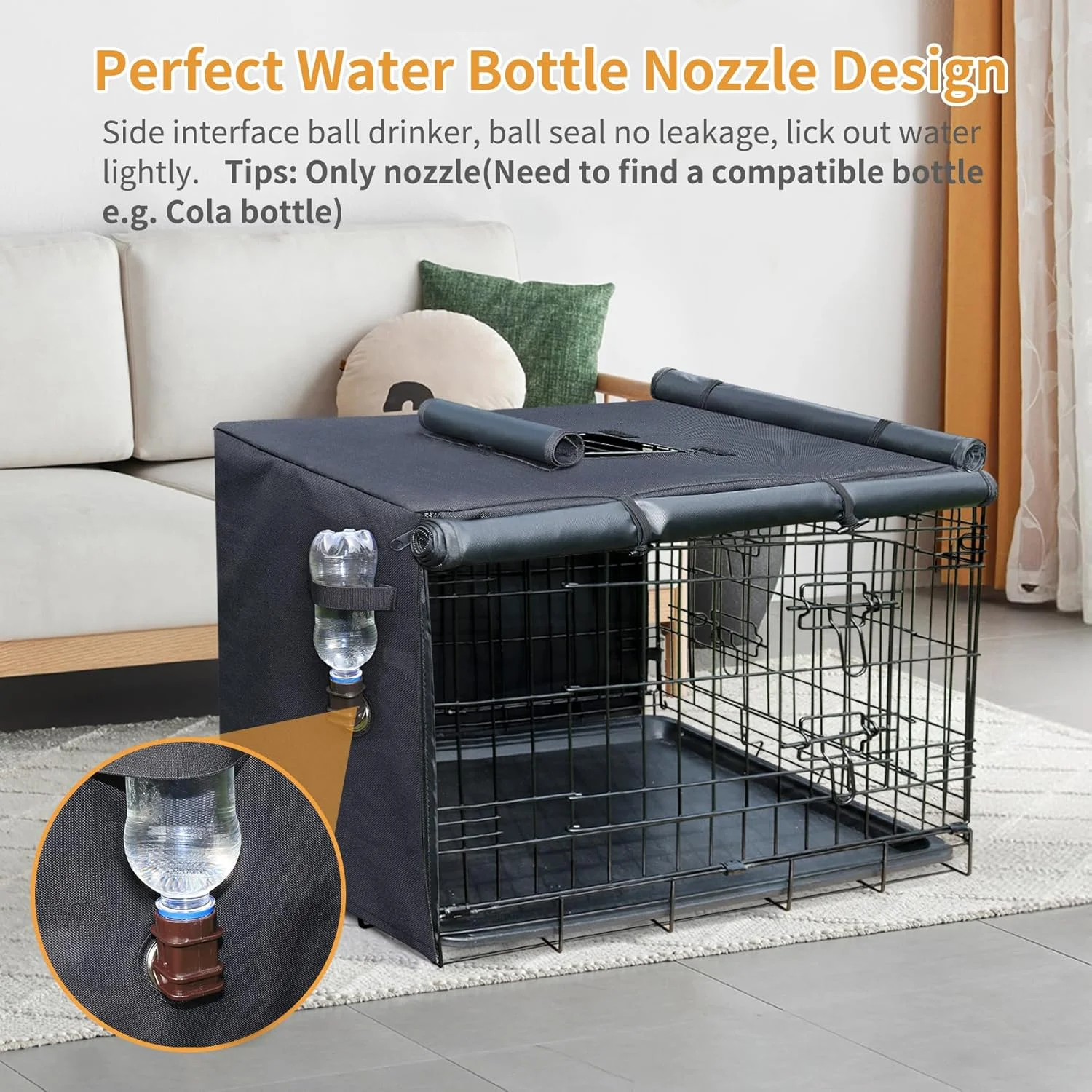 روکش قفس سگ DONORO سایز 30 اینچ، روکش ضد آب قفس حیوانات خانگی، روکش قفس سگ سنگین 600D، مناسب برای اکثر قفس های سیمی حیوانات خانگی (روکش مشکی 30 اینچی)