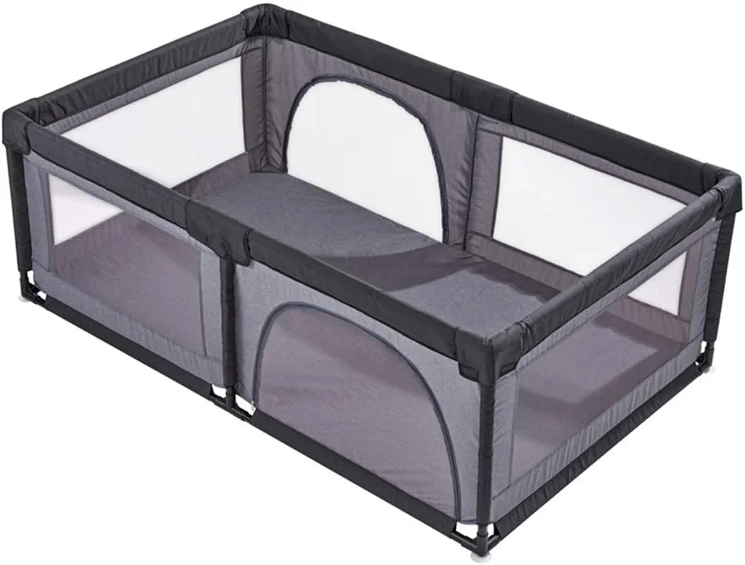 پارک بازی کودک DOKGRYD، مرکز فعالیت محافظ کودک، نرده محافظ کودک نوپا | ضد آب، قابل تنفس و شستشو - خاکستری - 120x190x70 سانتی متر