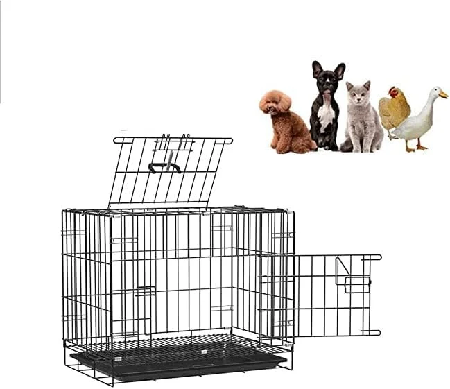 قفس سگ تراست با سینی جداشدنی، قفس سگ سایز کوچک مشکی برای توله سگ (18 اینچ)