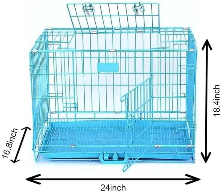 قفس سگ تراست آبی آسمانی 24 اینچی قفس آهنی با سینی جداشدنی برای سگ ها و گربه ها سایز متوسط