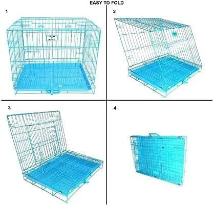 قفس سگ تراست آبی آسمانی 24 اینچی قفس آهنی با سینی جداشدنی برای سگ ها و گربه ها سایز متوسط