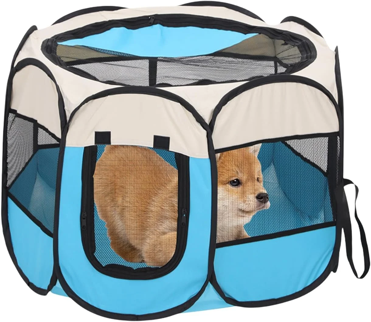 چادر سگ خانگی - قفس بازی توری نیمه بسته قابل حمل، قفس جادار برای بچه گربه، جوجه تیغی، خوکچه هندی، راسو، همستر، جوجه، حیاط مسافرتی، بالکن فضای باز، پاسیو، ساحل، کمپینگ در داخل و خارج