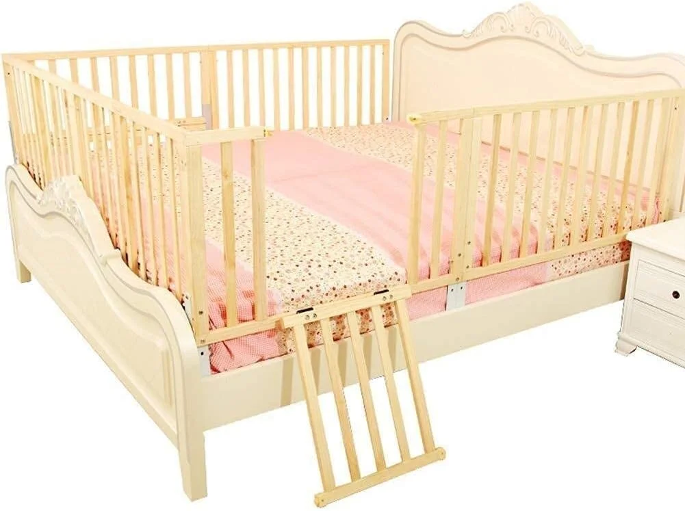 محافظ تخت کودک DOKGRYD، نرده محافظ تخت قابل تنظیم ارتفاع، محافظت از خواب، ضربه گیر بلند تخت با درب چرخشی برای نوزادان، کودکان و سالمندان، 4 طول (180 سانتی متر)