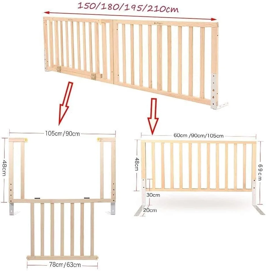 محافظ تخت کودک DOKGRYD، نرده محافظ تخت قابل تنظیم ارتفاع، محافظت از خواب، ضربه گیر بلند تخت با درب چرخشی برای نوزادان، کودکان و سالمندان، 4 طول (180 سانتی متر)