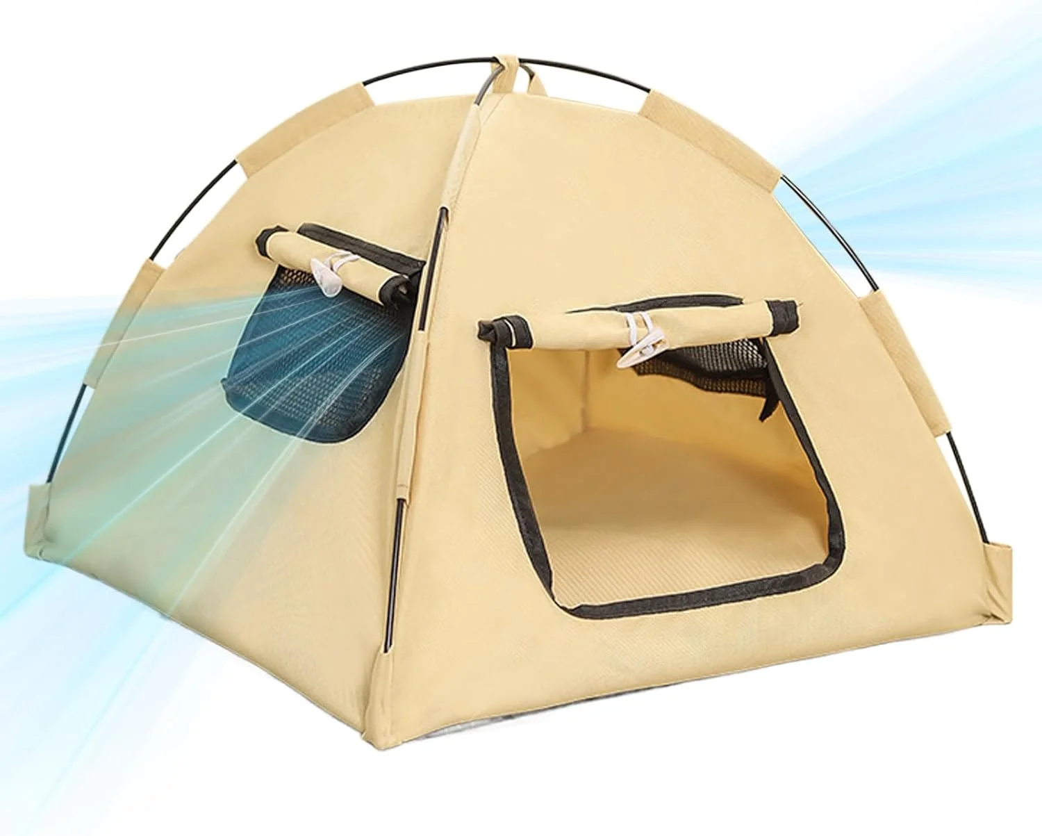 چادر سگ فضای باز - خانه حیوانات خانگی ساحلی تاشو - چادر سگ قابل حمل و تنفسی برای ماجراجویی در باغ، کمپینگ، پاسیو، بالکن، مسافرت، ساحل و آپارتمان در تابستان